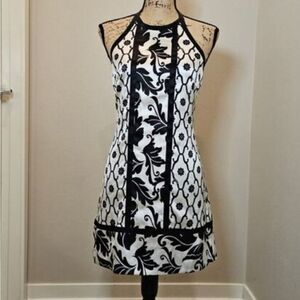 NWOT Bebe Women's Black/White Floral Halter Mini Dress Size XS